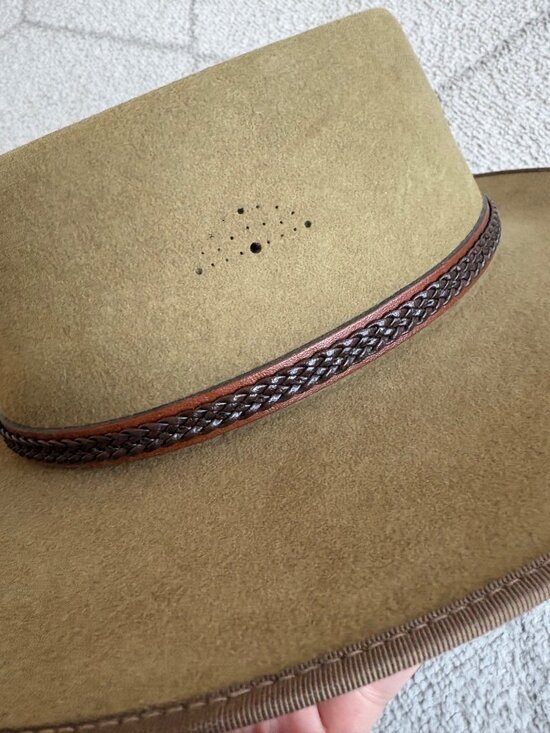 Akubra Imperial Quality Pure Fur Felt Outback Hat Tan Brown Size 56 Australia main image 8